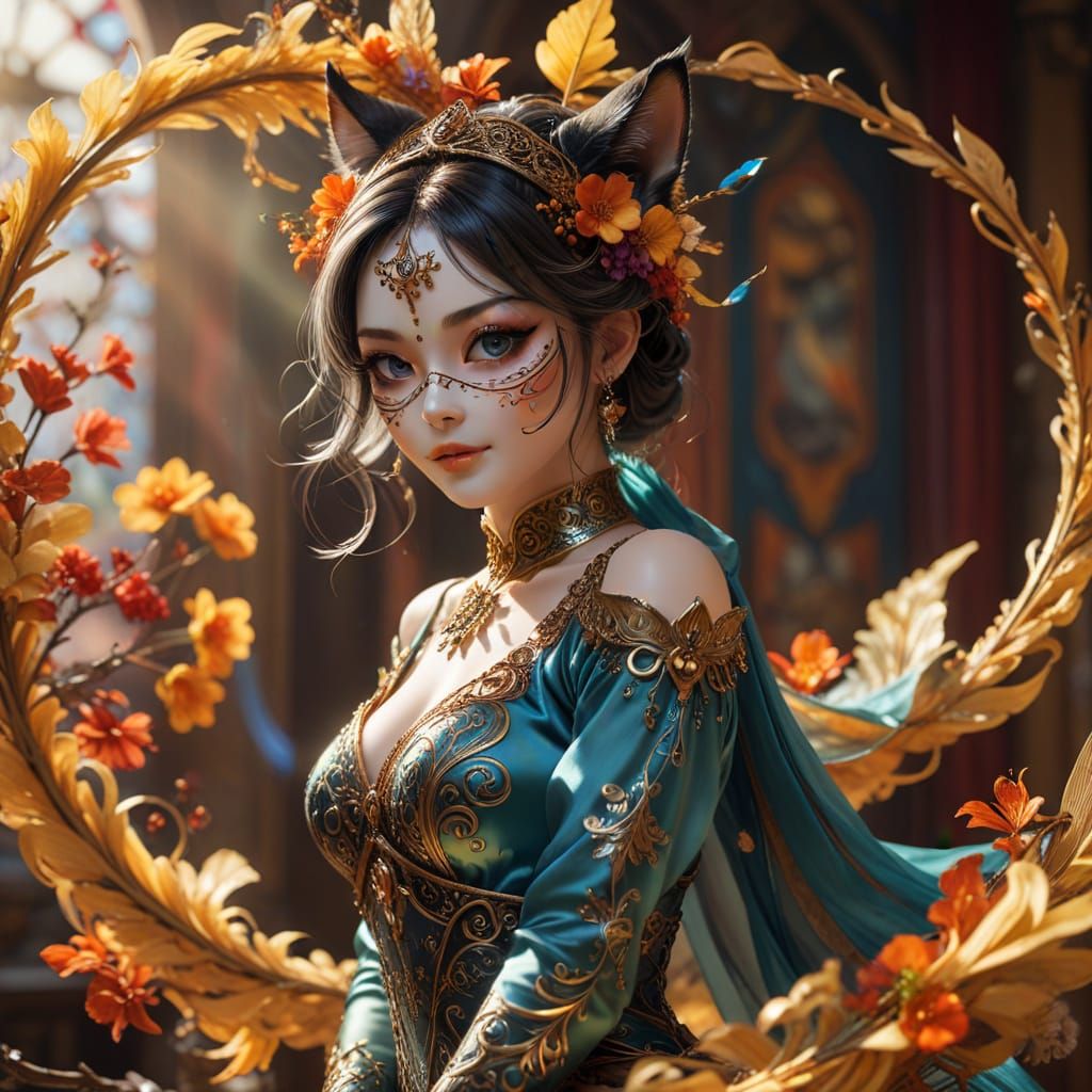 Hyperrealistic Kawaii Doll in Glass Dress, Whimsical Anime P...