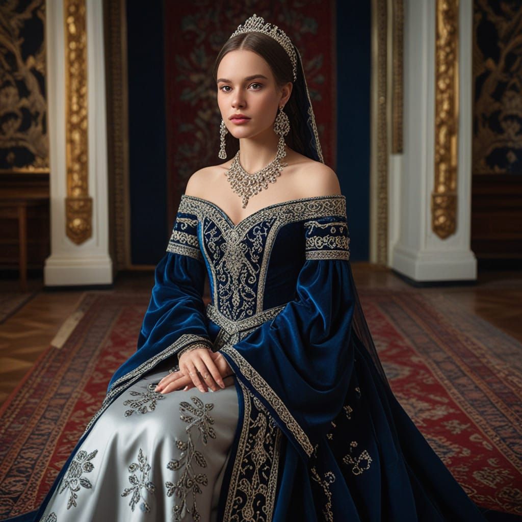 Tsarina Evdokija in Opulent Kremlin Chamber