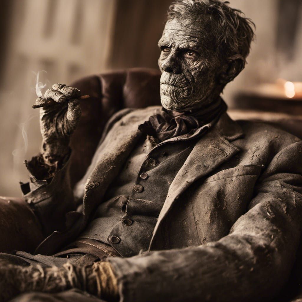 Man Smoking Cigar in Warm, Natural Light