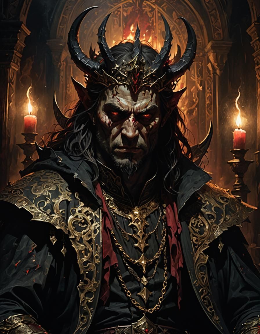 Demons Plotting in Throne Room: Dark Fantasy Illustration