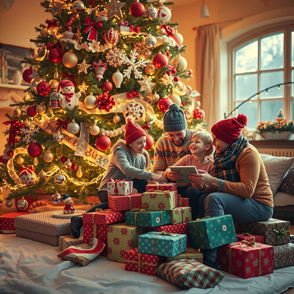 Joyful Double Exposure Christmas Scene