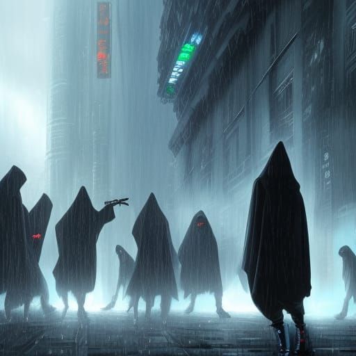 Cyberpunk Vigilante Battles Criminals in Rainy City