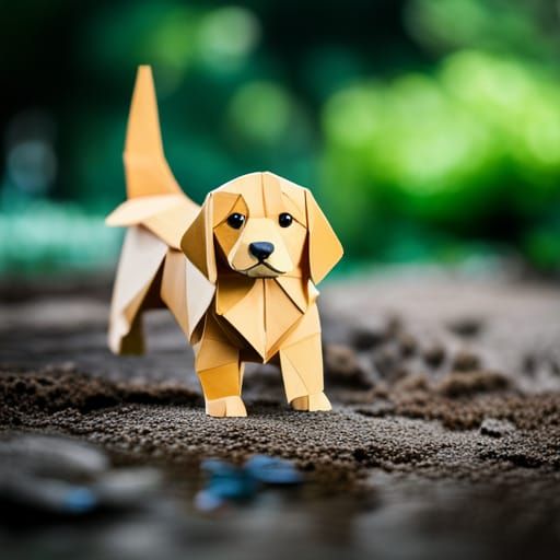 Origami Golden Retriever Puppy Papercraft