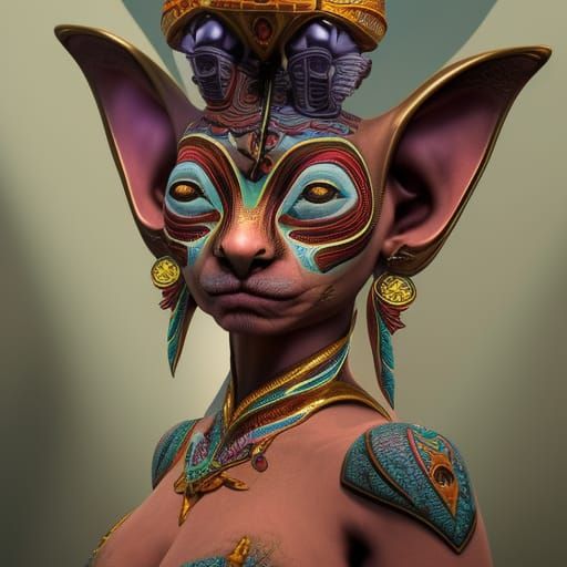 Occult Sphynx Cat in Detailed Matte Painting