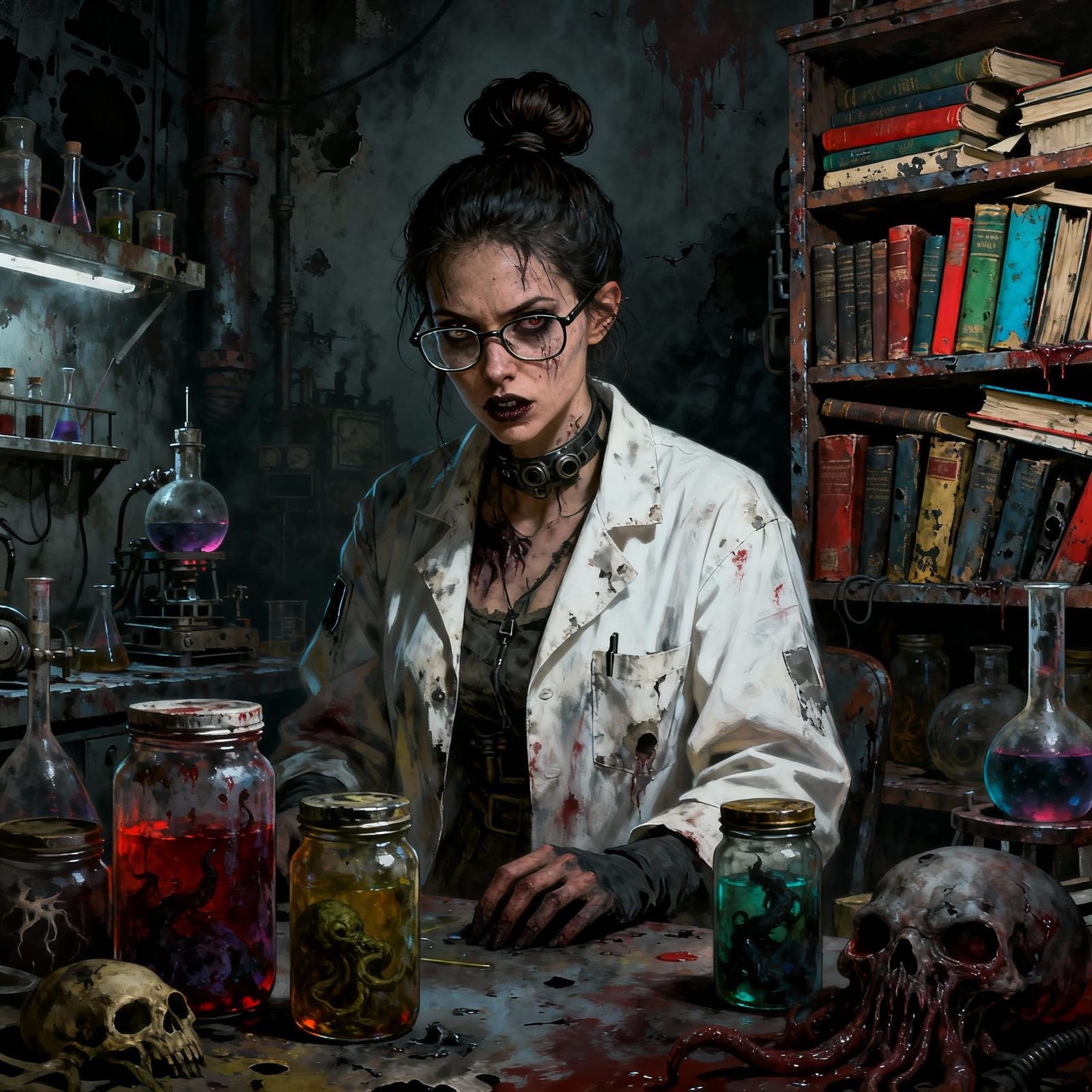 Post-Apocalyptic Scientist in Atom-Punk Lab