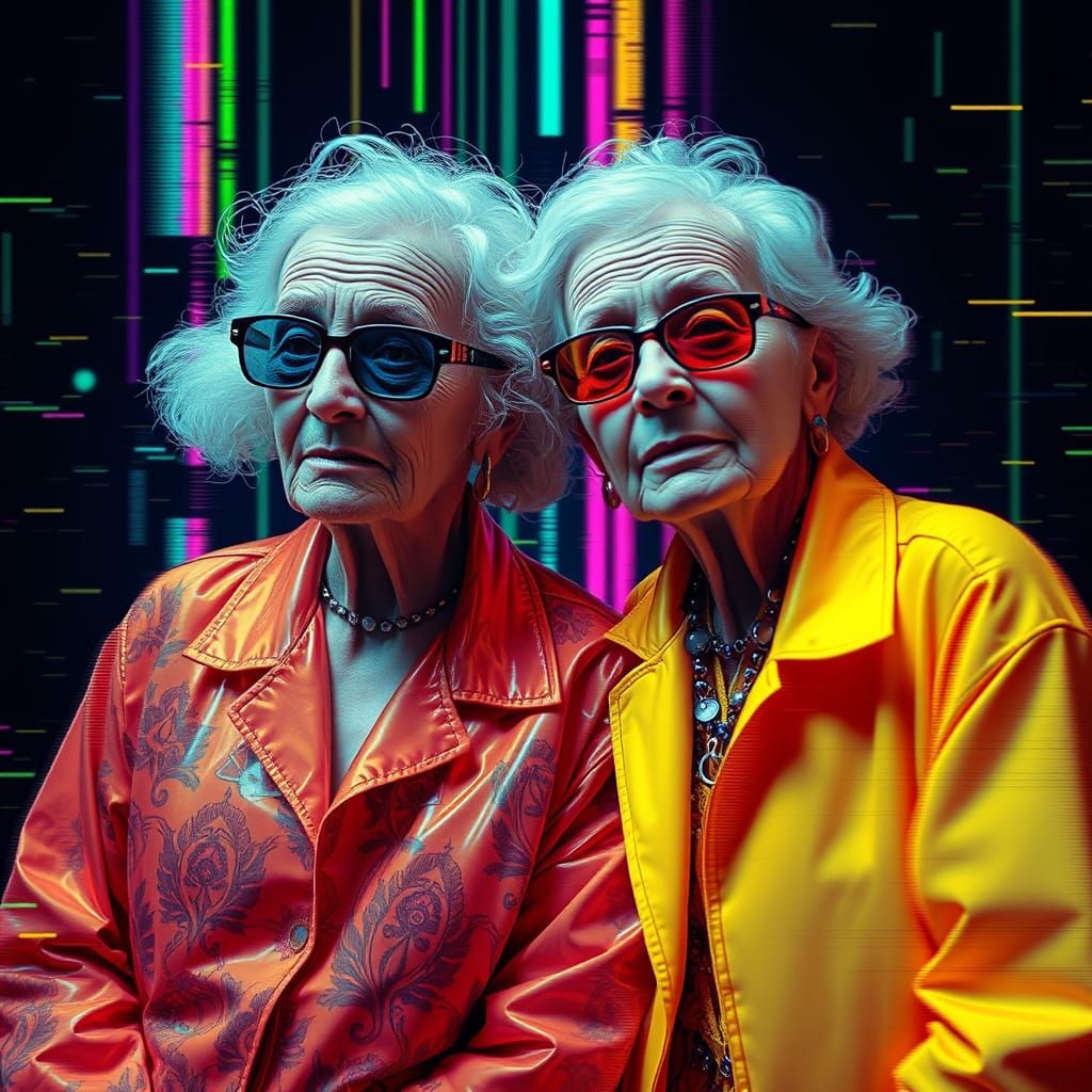 Distorted Women in Cyberpunk Digital Art Style