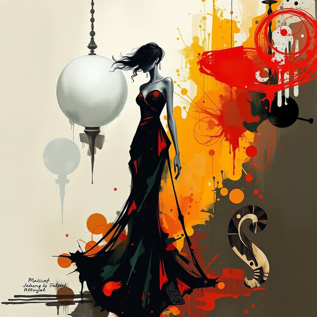 Abstract Woman in Dress: A Stylistic AI Art Piece