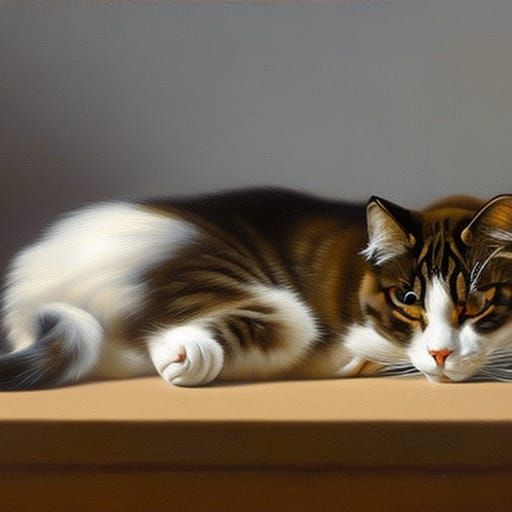 Cat Sleeping: Oil Painting by James Gurney