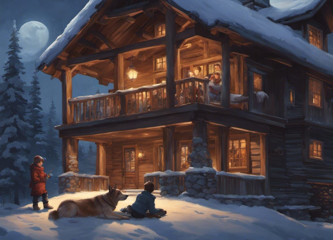 Winter Chalet Scene by Greg Rutkowski