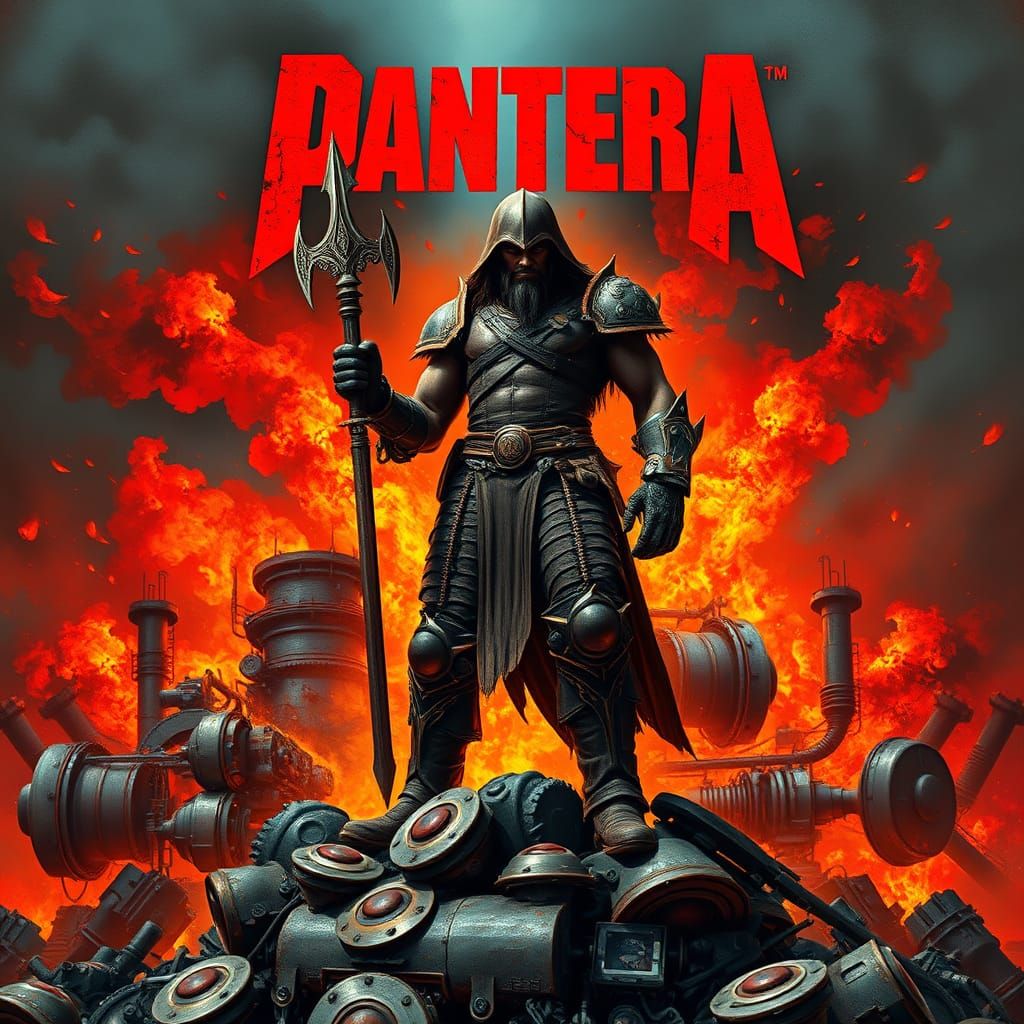 Gritty Warrior Forging Steel in Fantasy Landscape