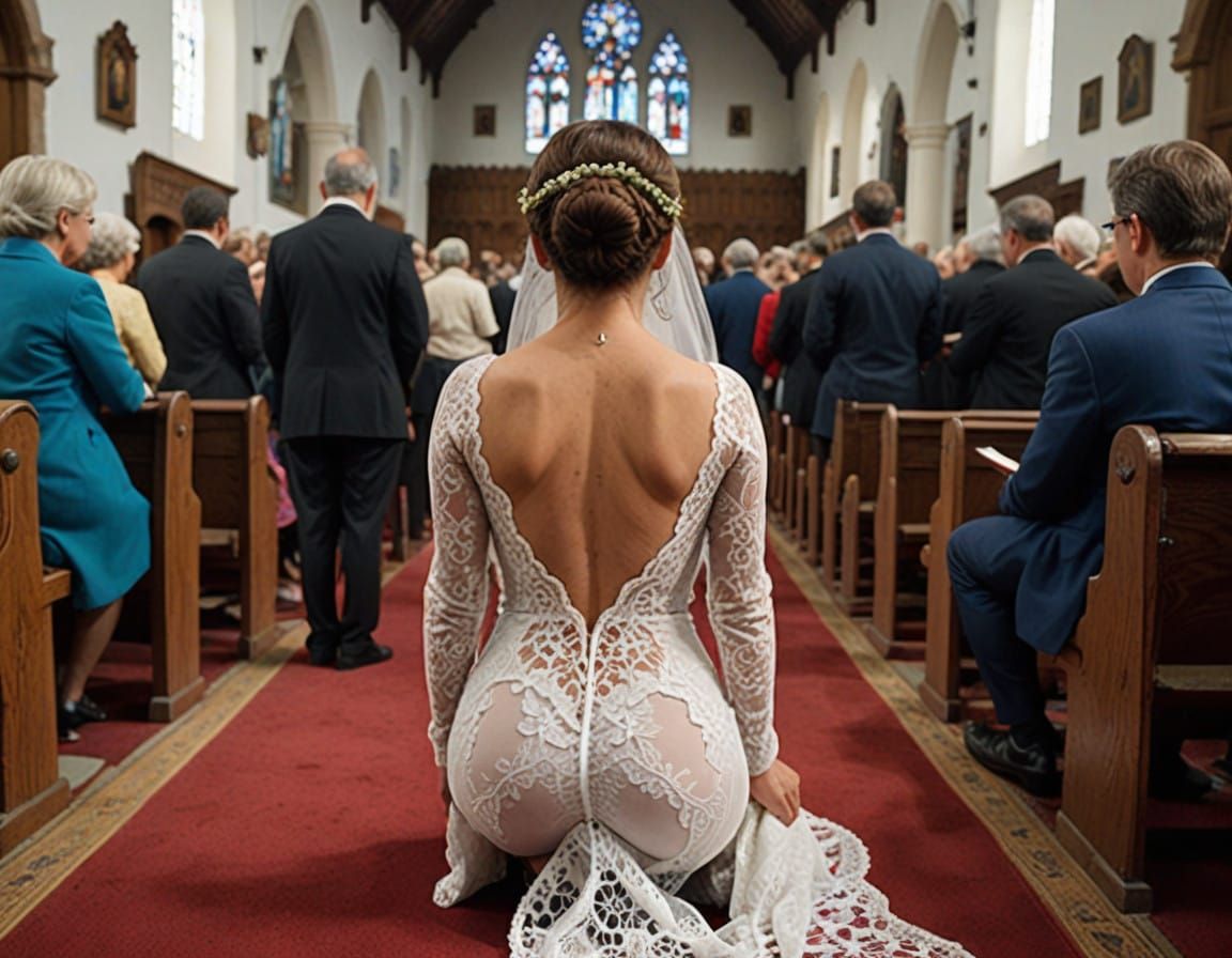 Woman in Lacy Undergarments in a Church Setting