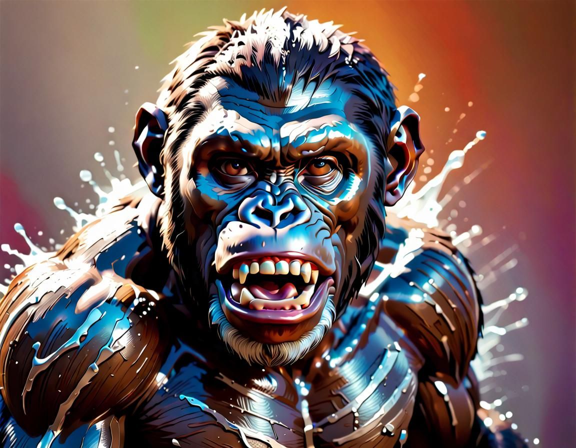 Hyperrealistic Ape-Human Hybrid Warrior Concept Art