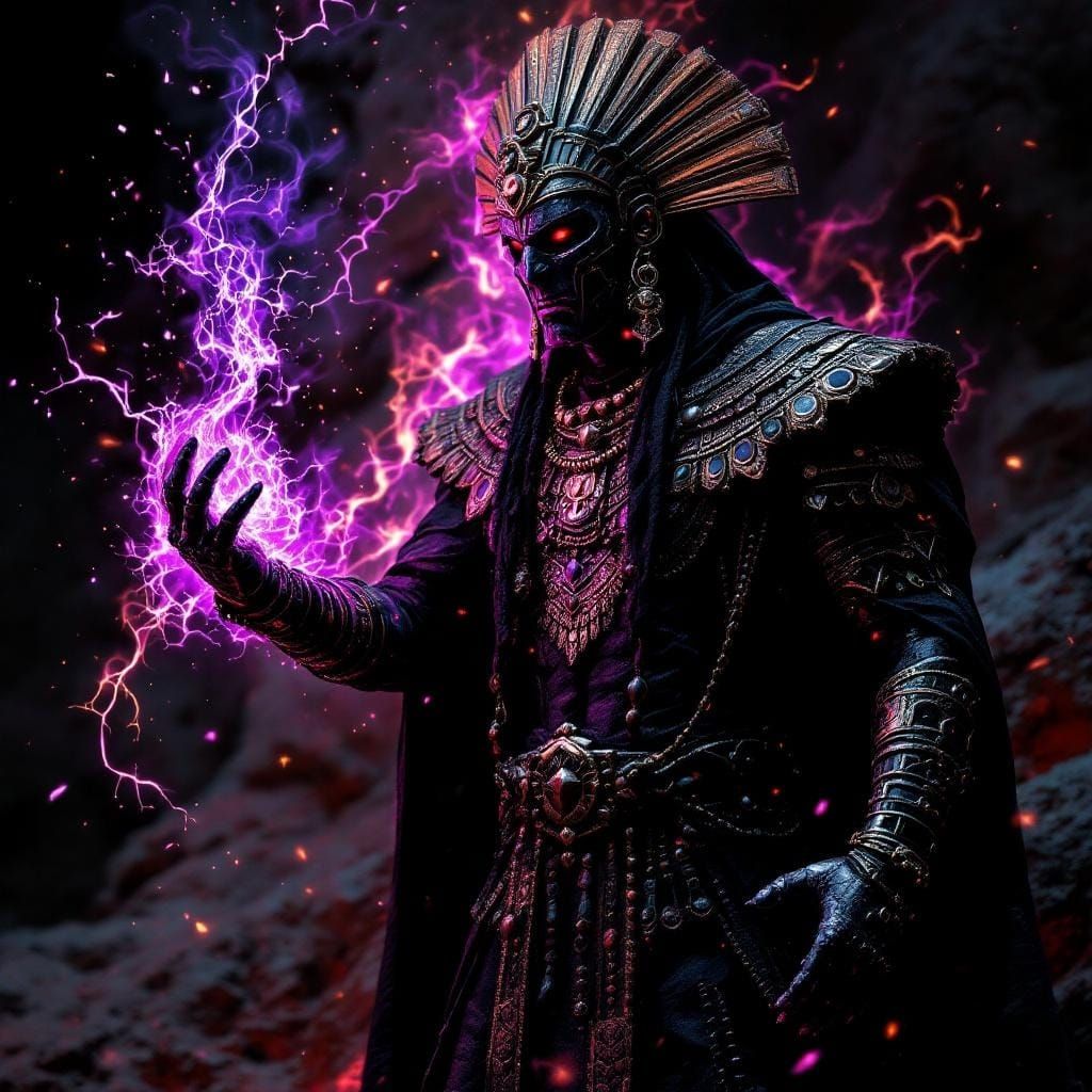 Aztec Priest Supervillain Using Obsidian Mirror Portal