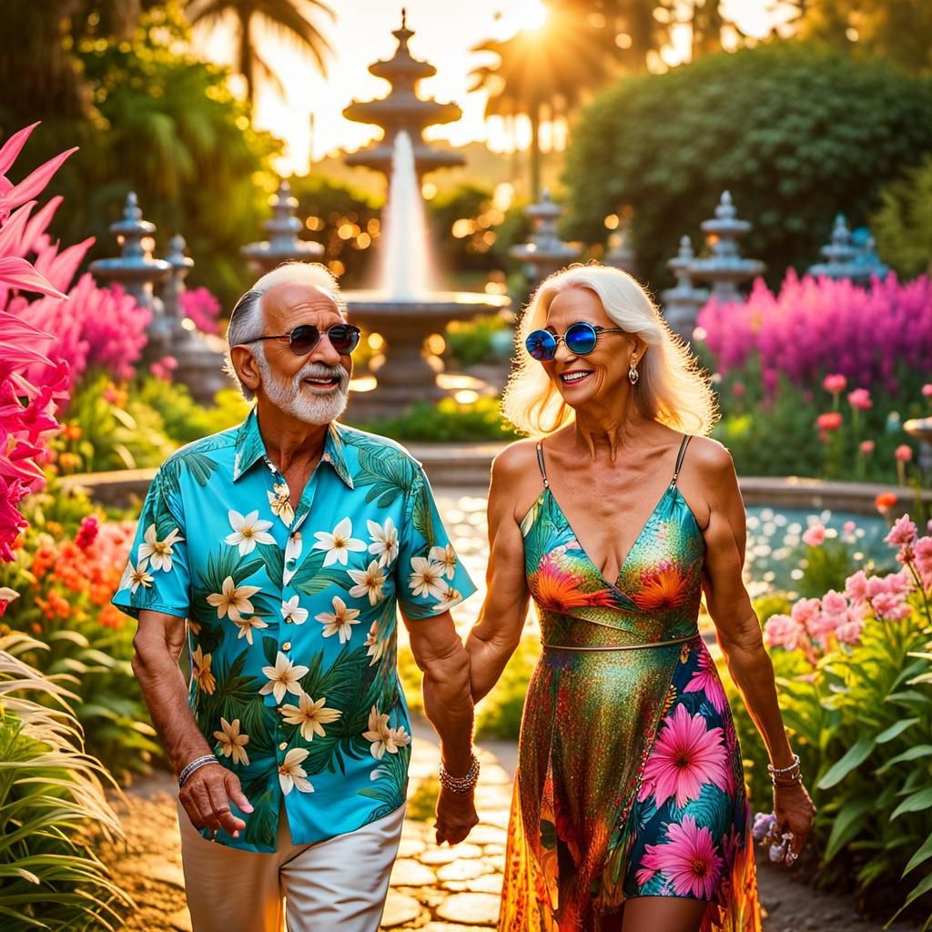 Happy Couple in a Psychedelic Fairy Garden