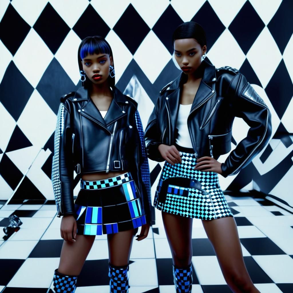 Cyberfuturistic Models in Leather Outfits