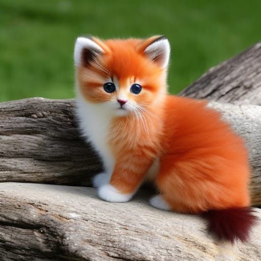 Adorable Fluffy Red Panda Kitten Plush Toy