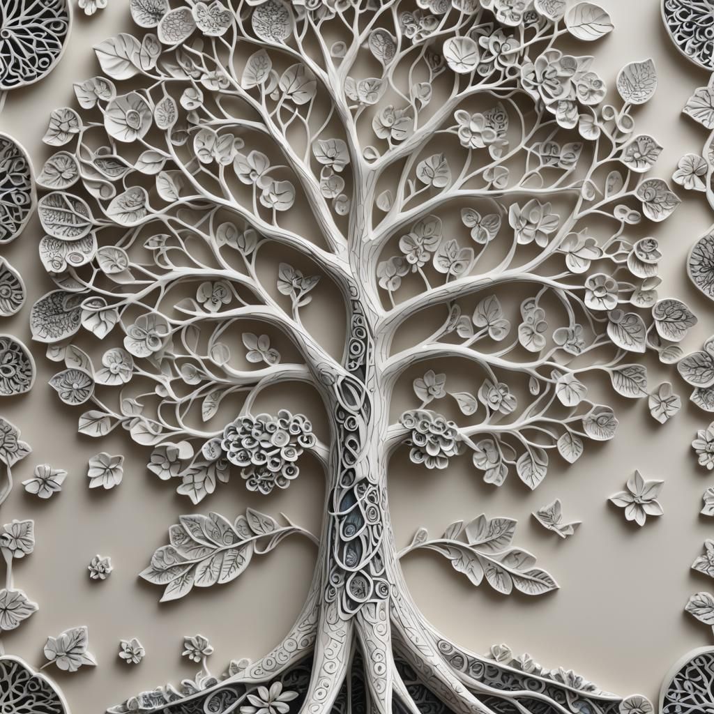 Zentangle Tree Figurine: Lladro-Style Art