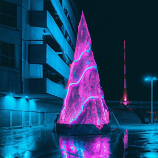Christmas Tree in Cyberpunk City Center