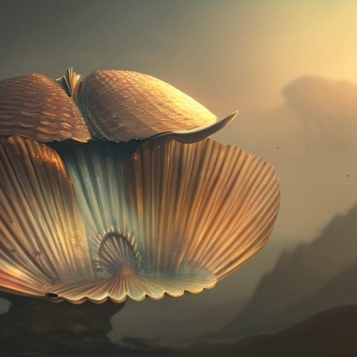 Detailed Scallop Shell in a Fantasy Art Style