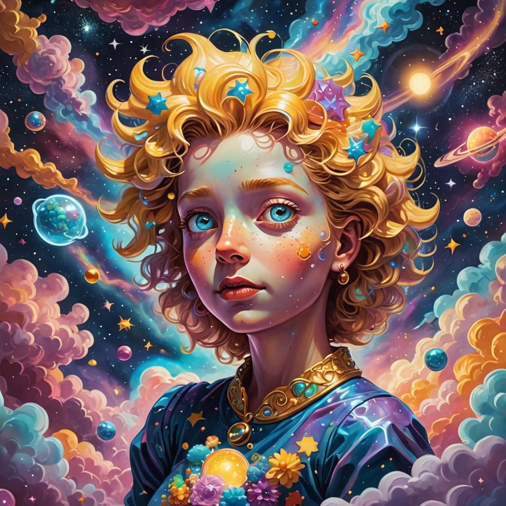 Maggie Simpson in Cosmic Mixed Media Style