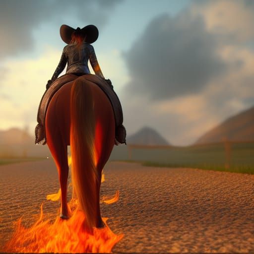 GingyButterfly.ttv Rides horse on fire in red dead online