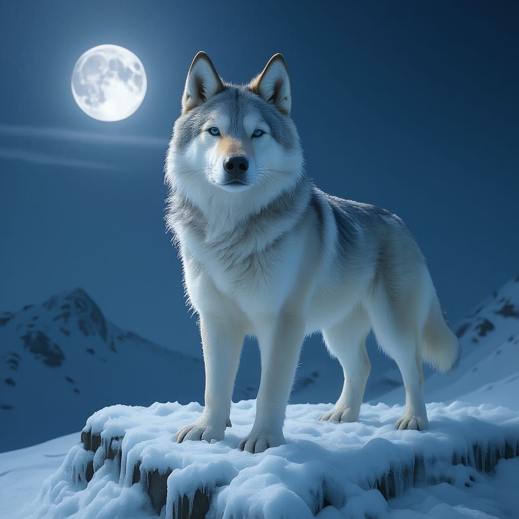 Majestic Ice Dog in Arctic Landscape