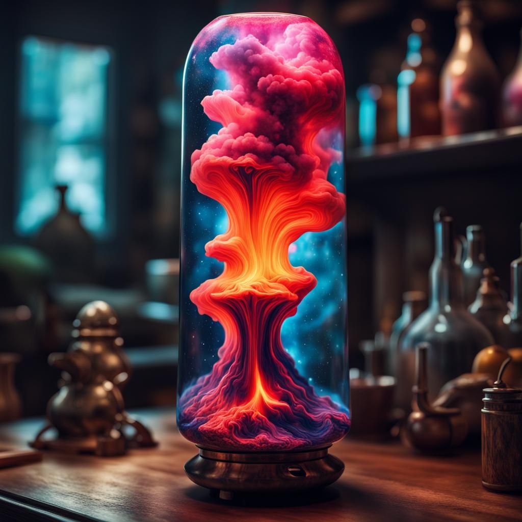 Photorealistic Nebula Lava Lamp in Vibrant Colors