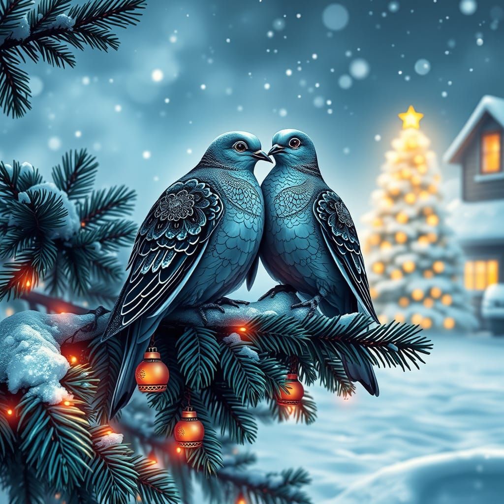 Graffiti Turtles Amidst Fractal Winter Wonderland