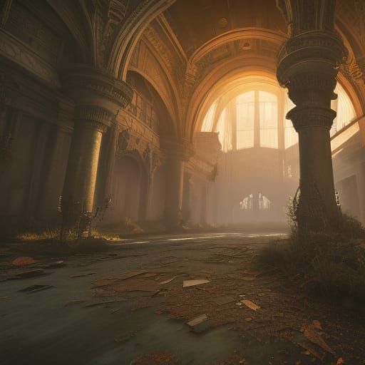 Detailed Urbex Matte Painting in Deep Color