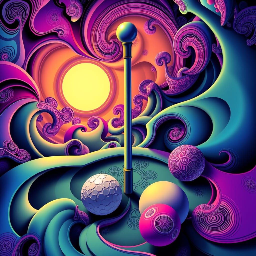 Croquet Club Amidst Abstract Geometric Vector Fractals