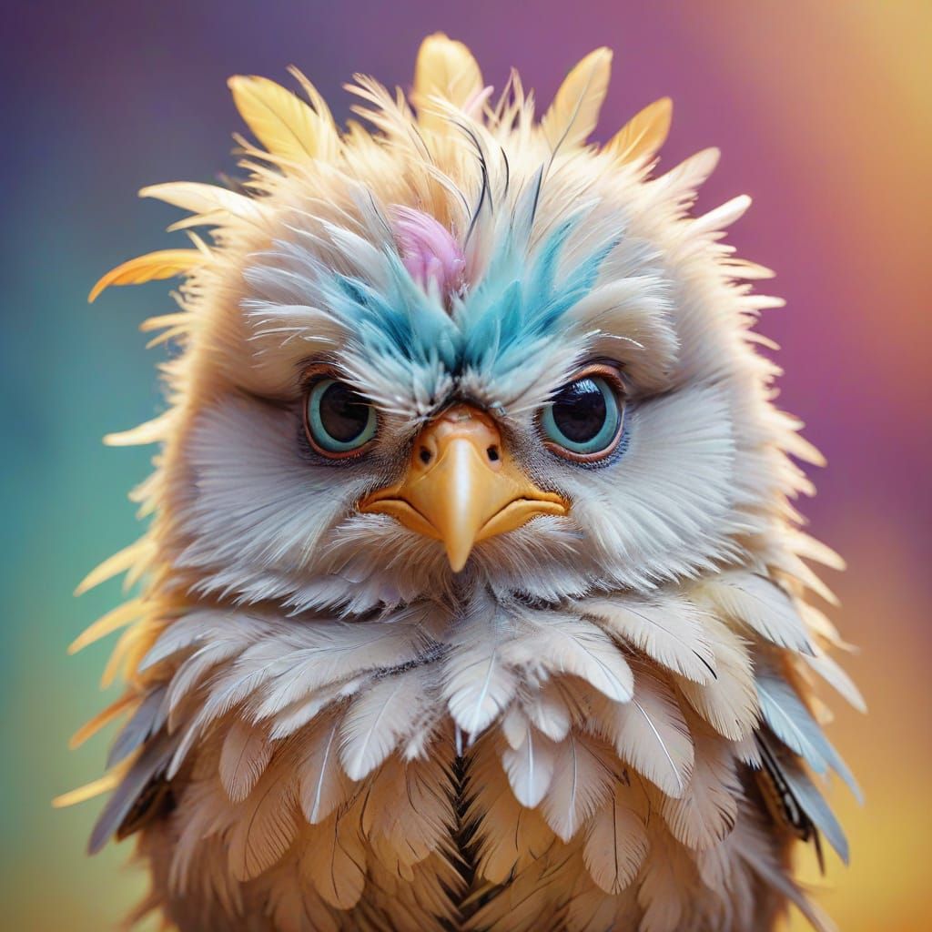 Grumpy Chick in Vibrant Digital Art