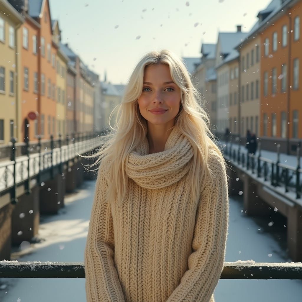 Swedish Woman in Winter Landscape