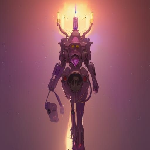 Purple Robot with Candle Concept Art