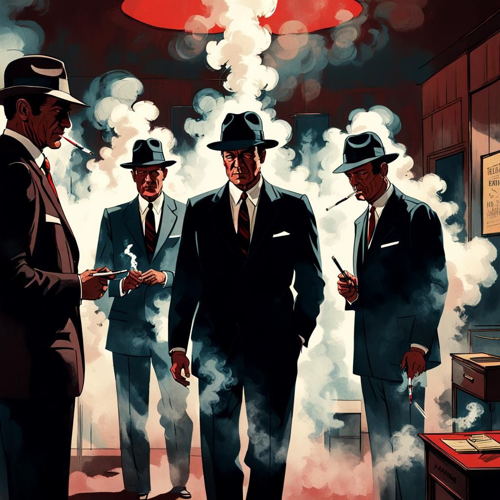 Mid Century Men in Smoke Filled Room