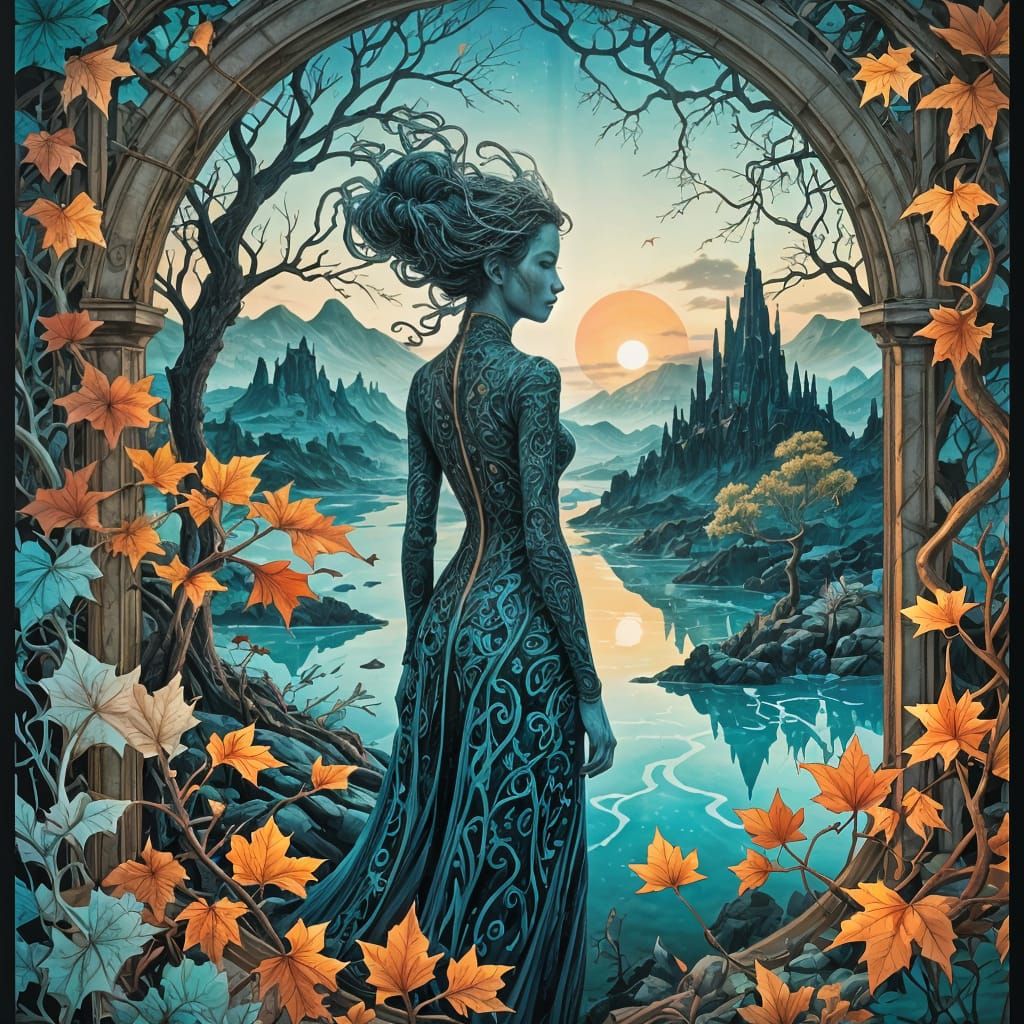 Ethereal Alien World Beyond a Window in a Fantasy Masterpiec...