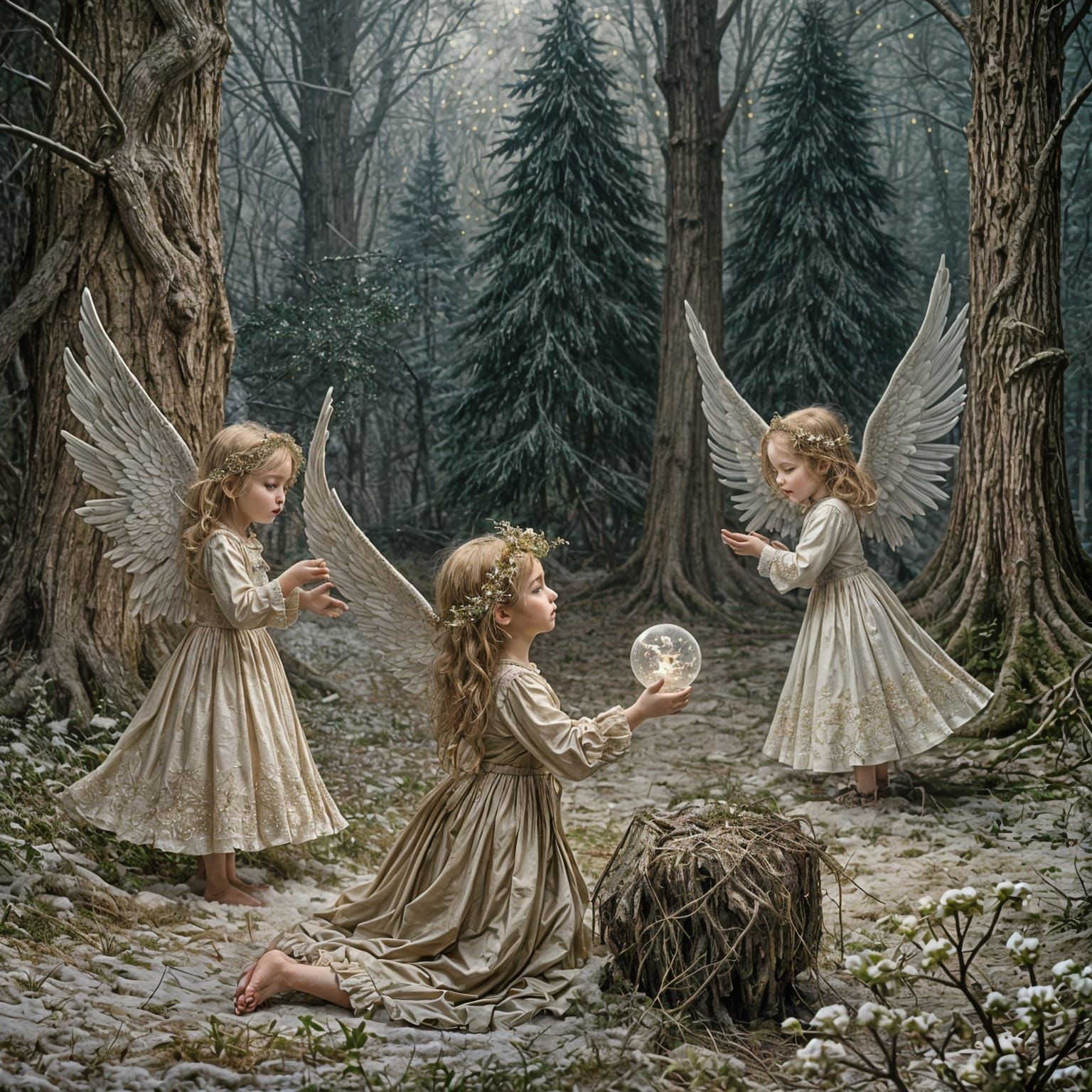 Angels Delight in Snowy Forest