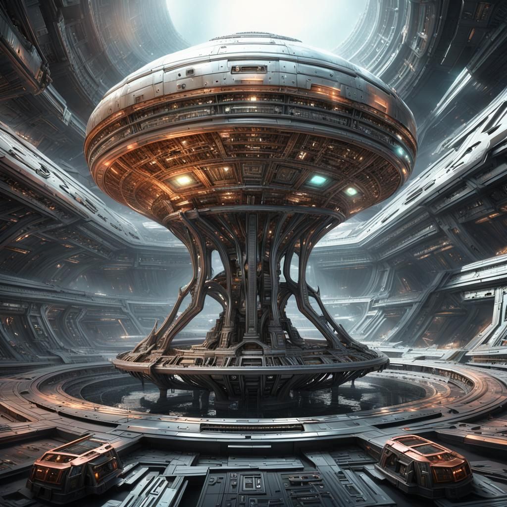 Detailed Alien Artifact Rendered in Metallic Tones