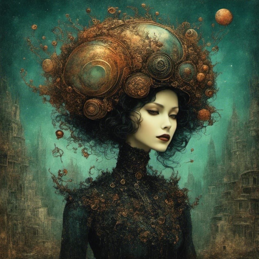 Vaporwave Quantum Hivemind in Surreal Art Deco Style