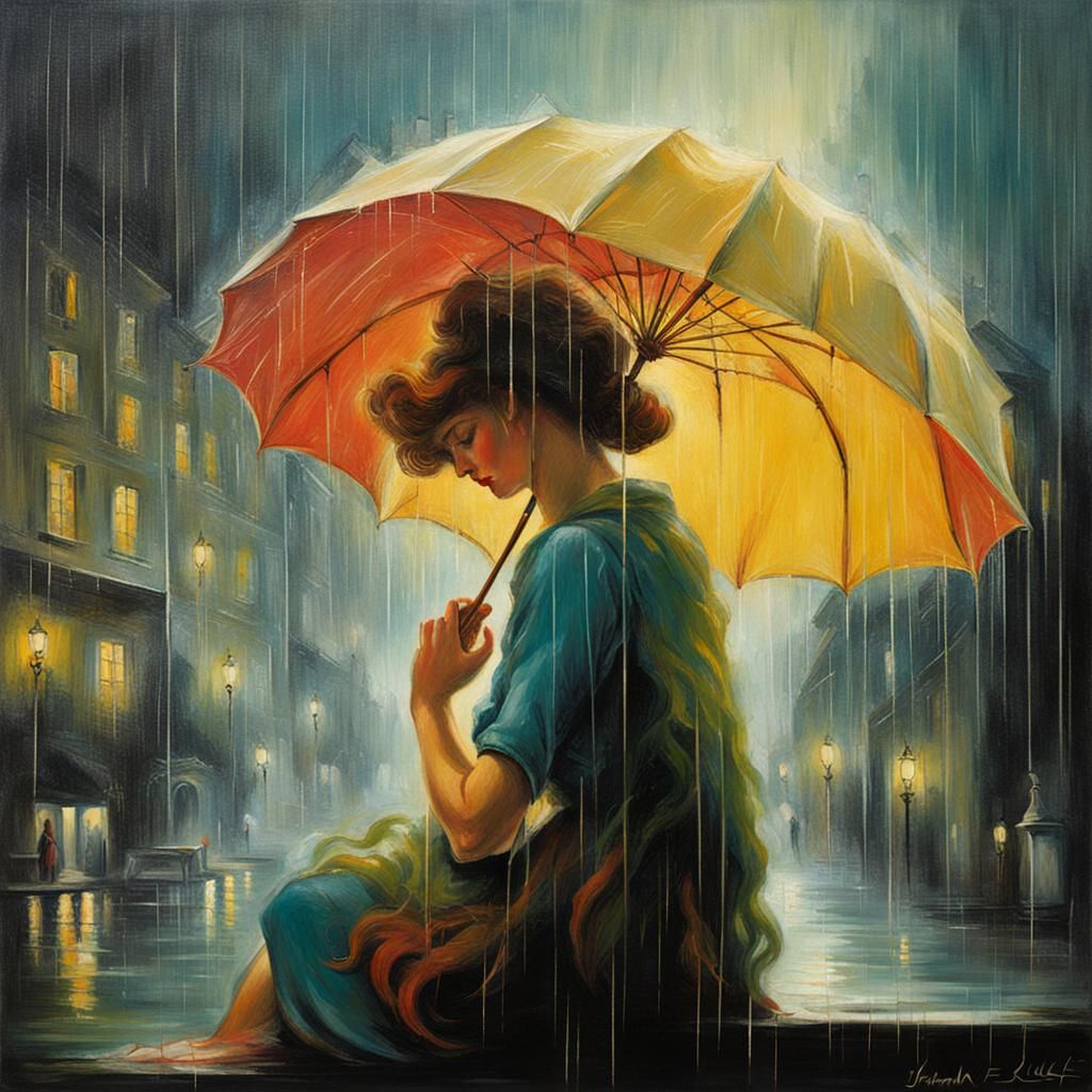 Woman in Summer Rain, Romanticism Style