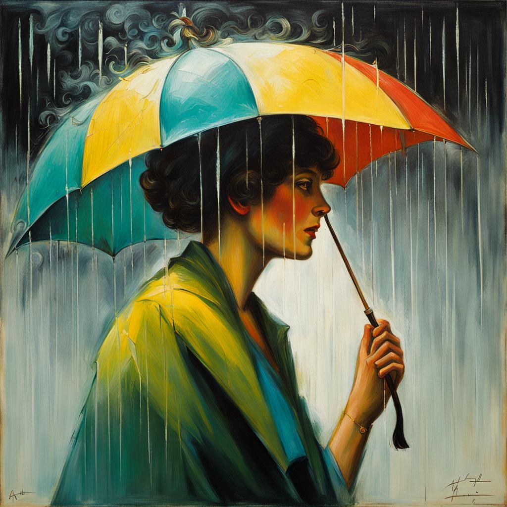 Woman in Summer Rain, Romanticism Style
