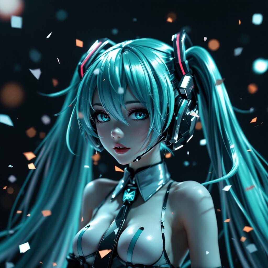 Miku Hatsune Anime Art in 3D Style