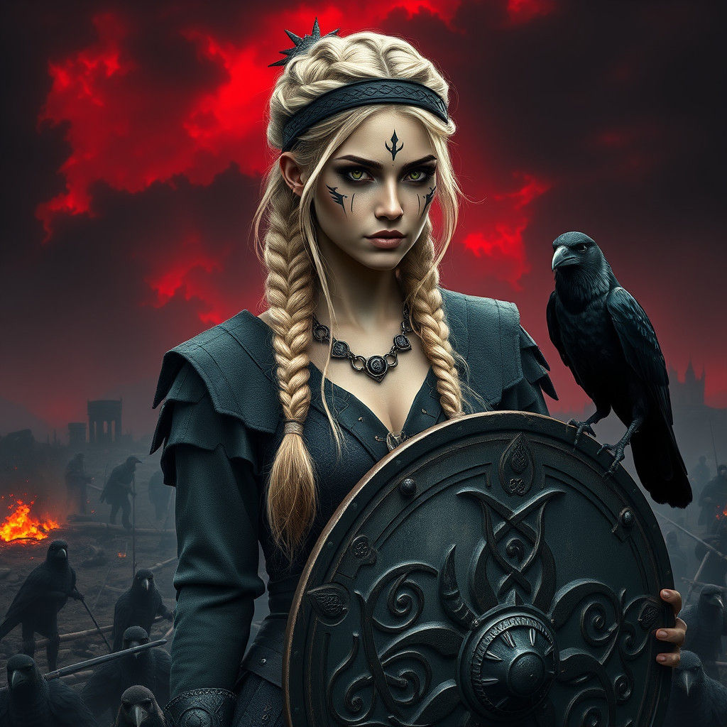 Celtic Goddess Cathubodua on Ravaged Battlefield