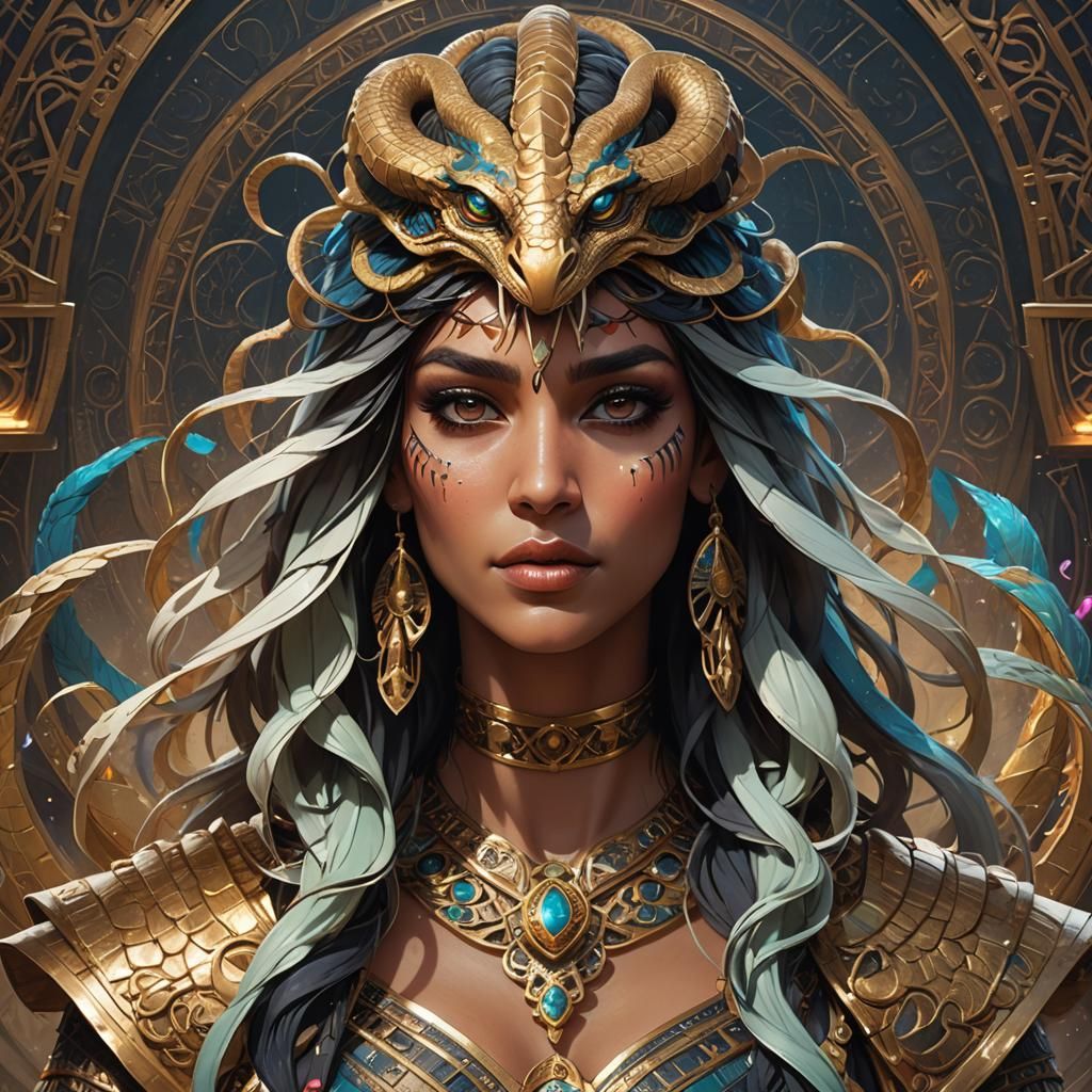 Isis Creates Serpent to Poison Ra: Digital Art