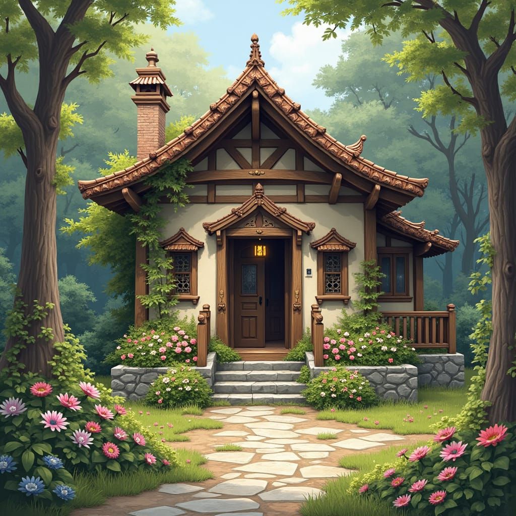 Rustic Country Home in Rolling Hills at Sunset