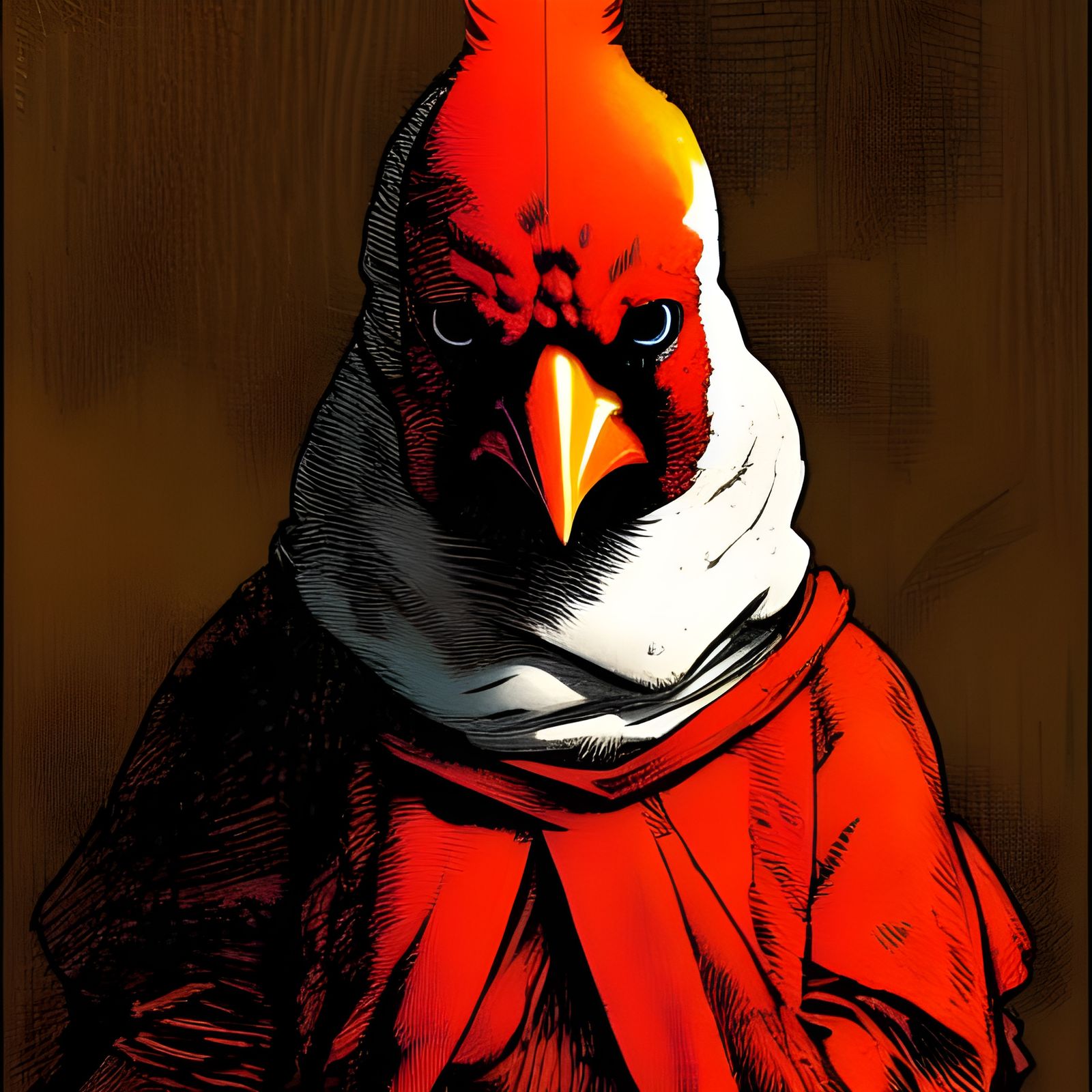 Cardinal Bird-Man in Comic Book Style