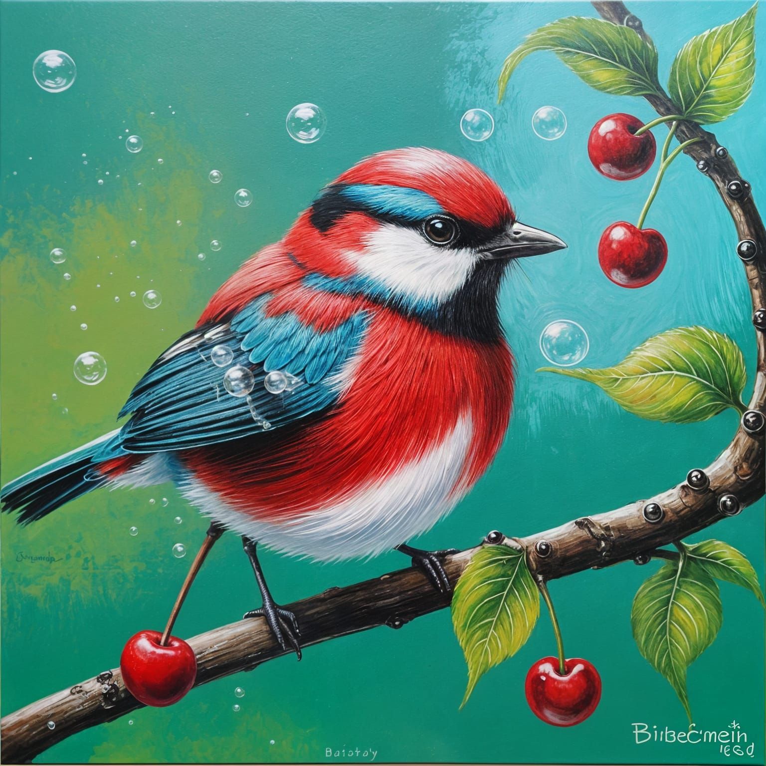 Whimsical Bubblegum Bird Digital Painting