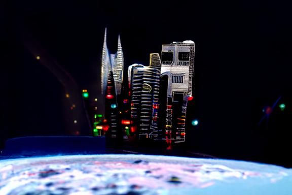 Futuristic City Floating in Space