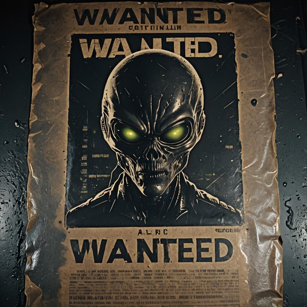 Alien Outlaw Wanted Poster in Noir Style
