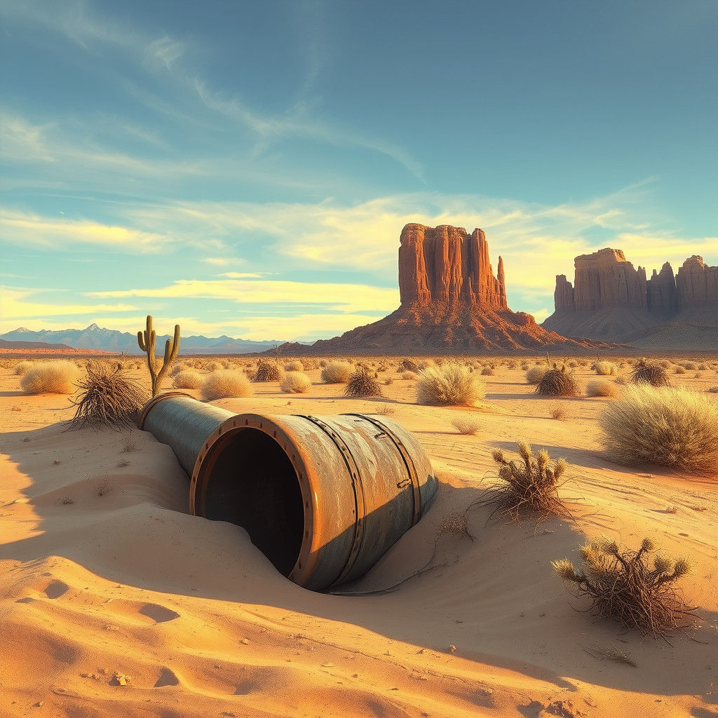 Mojave Desert Gas Pipe in American Realism Style