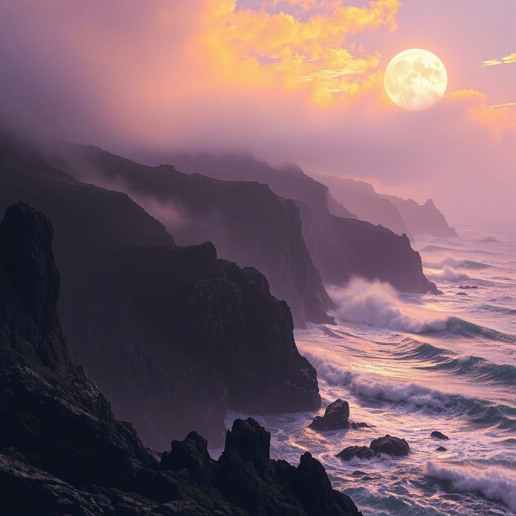 Mysterious Cliffs in Dark Fantasy Style